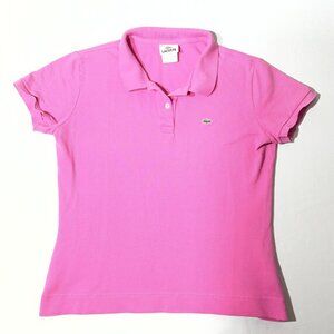 Lacoste Womens Pink Polo Shirt Size 44 Classic Fit Short Sleeve Cotton